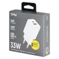 Сетевое зарядное устройство TFN GAN USB+Type-C, Power Delivery, QC3.0, 33W , белый [TFN-WC-33W-3116-WH]