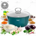 Кастрюля эмалированная Rashel с крышкой, с элементами под серебро, 5.2 л/d 26см, изумрудный