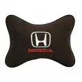 Подушка на подголовник автомобильная коричневая алькантара HONDA