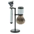 Бритвенный набор IL Ceppo: станок, помазок, подставка, серебристо-черный матовый цвет