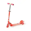Детский самокат железный трехколесный мигалка складной дизайн для игр и путешествий красный