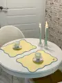 Салфетки плейсматы на стол, волнистые, желтые, с голубой бейкой, 2 шт