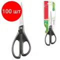 Комплект 100 шт, Ножницы MAPEDEssentials Green, 210 мм, черные, эргономичные ручки, картонная упаковка с европодвесом, 468110