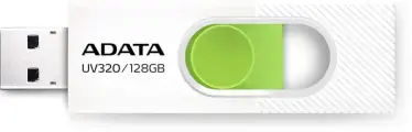 Флешка USB A-Data UV320 128ГБ, USB3.2, белый и зеленый [auv320-128g-rwhgn]