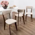 Стулья для кухни SANYAK комплект 3 шт мягкие со спинкой для обеденной зоны, велюр, Бежевый