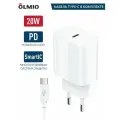 Зарядное устройство 20W Olmio с быстрой зарядкой PD и кабелем Type-C