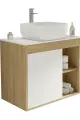 Тумба с раковиной Teymi Nura 70 дуб эврика, матовая белая, раковина Solli 41