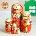 Матрешка деревянная детская развивающая игрушка с петухом 5 мест 11 см Орнамент