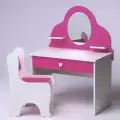 Туалетный столик для девочек с зеркалом и стулом малиновый