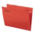 Подвесные папки для бумаг и документов офисные А4 (350х240мм) до 80л, Комплект 10 штук, красные, картон, Staff, 270931