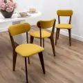 Стулья для кухни SANYAK комплект 3 шт мягкие со спинкой для обеденной зоны, велюр, Горчичный