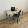 Компьютерный стол Дуб 130*80 см. Ножки серый хром