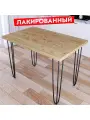 Стол кухонный Loft с лакированной столешницей из массива сосны 40 мм на черных металлических ножках-шпильках, 110x75х75 см