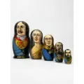 Матрешка деревянная цари Петр I Екатерина II Александр I Александр III и Николай II 5 мест 12 см Орнамент