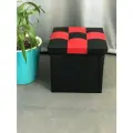 Пуф складной Шахматы красно/черный