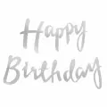 Гирлянда Волна веселья Happy Birthday, курсив, серебристая, Металлик, 500 см
