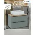 Тумба с раковиной подвесная Орлеан 70, зелёная-дуб натуральный (раковина Lavello)