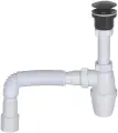 Сифон для раковины белый с черным универсальным донным клапаном КН043