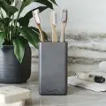 Стакан для ванной Emily Slim 6х6х11, стакан для зубных щёток, бетон, графитовый глянцевый