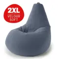 Кресло мешок Bean Joy, пуфик мешок, бескаркасное кресло, размер XХL, велюр, пыльный синий