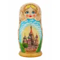 Матрешка Достопримечательности Москвы, беж, 5 мест, 18см