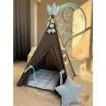 Вигвам детский СЕРО-ГОЛУБОЙ с ковриком, Комплект SWEET HOME for kids