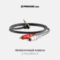 Межблочный кабель с угловым разъемом 3,5mm miniJack TRS-2RCA(male) PROCAST cable C-MJ/2RCA.2 длина 2m, черный