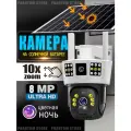 Камера видеонаблюдения двойная уличная 4G LTE / Х10 Zoom на солнечном батарее