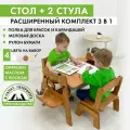 Детский деревянный стол и 2 стула, комплект растущей мебели, с грифельной доской и мольбертом
