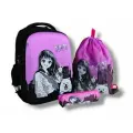 Рюкзак школьный для девочки Аниме с мешком для обуви, ранец ортопедический с жестким каркасом для начальной школы