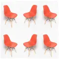 Стулья ЦМ Eames FP-235, кухонные, комплект 6 шт, красные, ножки массив дерева