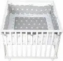 Манеж детский деревянный Roba квадратный 100х100 с мягким бортиком Little stars, белый