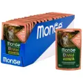 Корм для стерилизованных кошек Monge BWILD Feed the Instinct, беззерновой, с лососем, с креветками, с овощами 14 шт. x 85 г (кусочки в соусе)