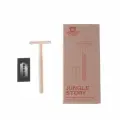 Safety Razor & Refill Razor Blades, Jungle Story (нежный персиковый бритвенный Т-образный безопасный станок и 5 лезвий), 1 шт.