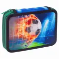 Пенал BRAUBERG, 2 отделения, полиэстер, 21х14 см, Fire football, 270322