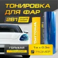 Голубая Глянцевая пленка для тонировки фар (1м х 30см) Самоклеящаяся для стайлинга