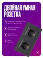 Умная розетка WIFI двойная на 16А, встраиваемая с голосовым управлением, умный дом, стеклянная серая
