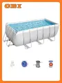 Бассейн каркасный прямоугольный Bestway Power Steel, 412х201х122 см, серый