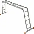 Универсальная шарнирная алюминиевая лестница KRAUSE MONTO MULTIMATIC 4х5 (20 ступеней), рабочие высоты 4,4/3,5/6,8 м, партномер 120731