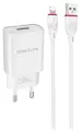 Адаптер питания USB-A + кабель Lightning Borofone BA20A Sharp White зарядка 2.1А - 1м белый