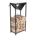 Дровница с полкой, 50х110 см, Вулканический серый (25 мм)+ черный