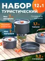Посуда туристическая походная с чайником 12 в 1Набор посуды для похода, отдыха, рыбалки.