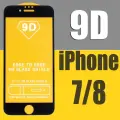Защитное стекло для Apple iPhone 7 и iPhone 8, для Айфон 7 8, 9D на весь экран, черная рамка, полная проклейка