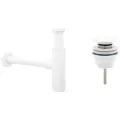 Сифон для раковины Wellsee Drainage System 182123003 в наборе 2 в 1: металлический сифон и универсальный донный клапан в цвете матовый белый