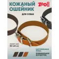 Ошейник из натуральной кожи для собак ZooOne, ширина 40 мм, обхват от 50 до 60 см, пряжка ролик никель, (рыжий), 25-0681