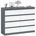 Комод восемь выдвижных ящиков Мори МК1200.8 цвет графит/белый, ШхГхВ 120,4х41х94 см.