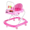 Ходунки Oubaoloon розовые, регулируемая столешница 39х21 см, подвесные игрушки, звук (901-M-1)
