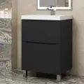 Тумба под раковину для ванной Uperwood Tanos, 60 см, напольная, черная матовая, 2 ящика