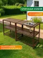 Уличная кухня AL-F, с мойкой, с полимерными брусками, коричневая
