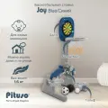 Детская баскетбольная стойка Pituso Joy, стойка с кольцебросом и футбольными воротами, синий